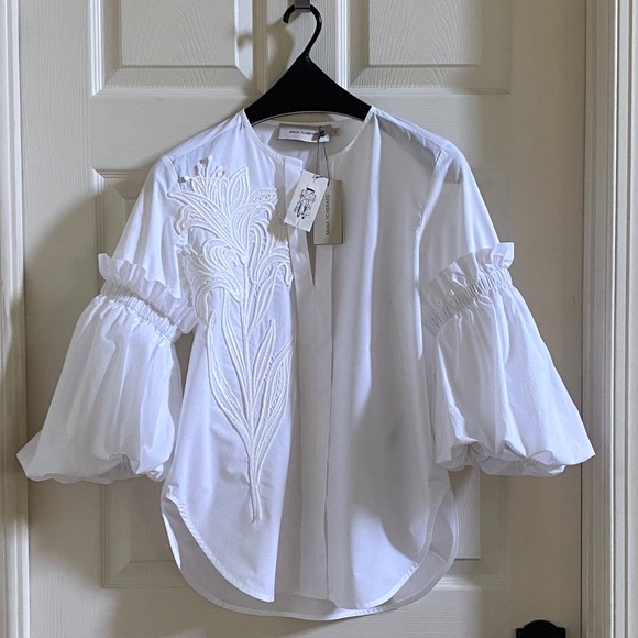 Silvia Tcherassi White Cotton Embroidered Wenda  Blouse Top Sz S  NEW - Picture 11 of 15